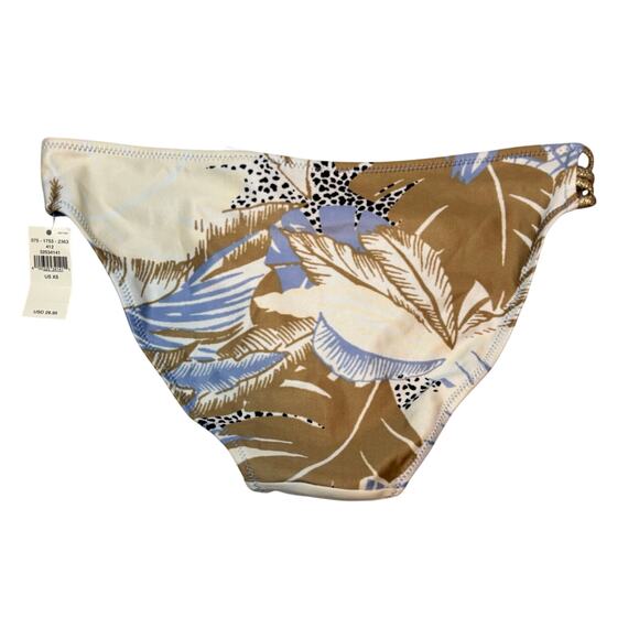 Aerie XS Bikini Bottom Palm Leaf Print Gold Strap Blue Tan NWT - Picture 2 of 3